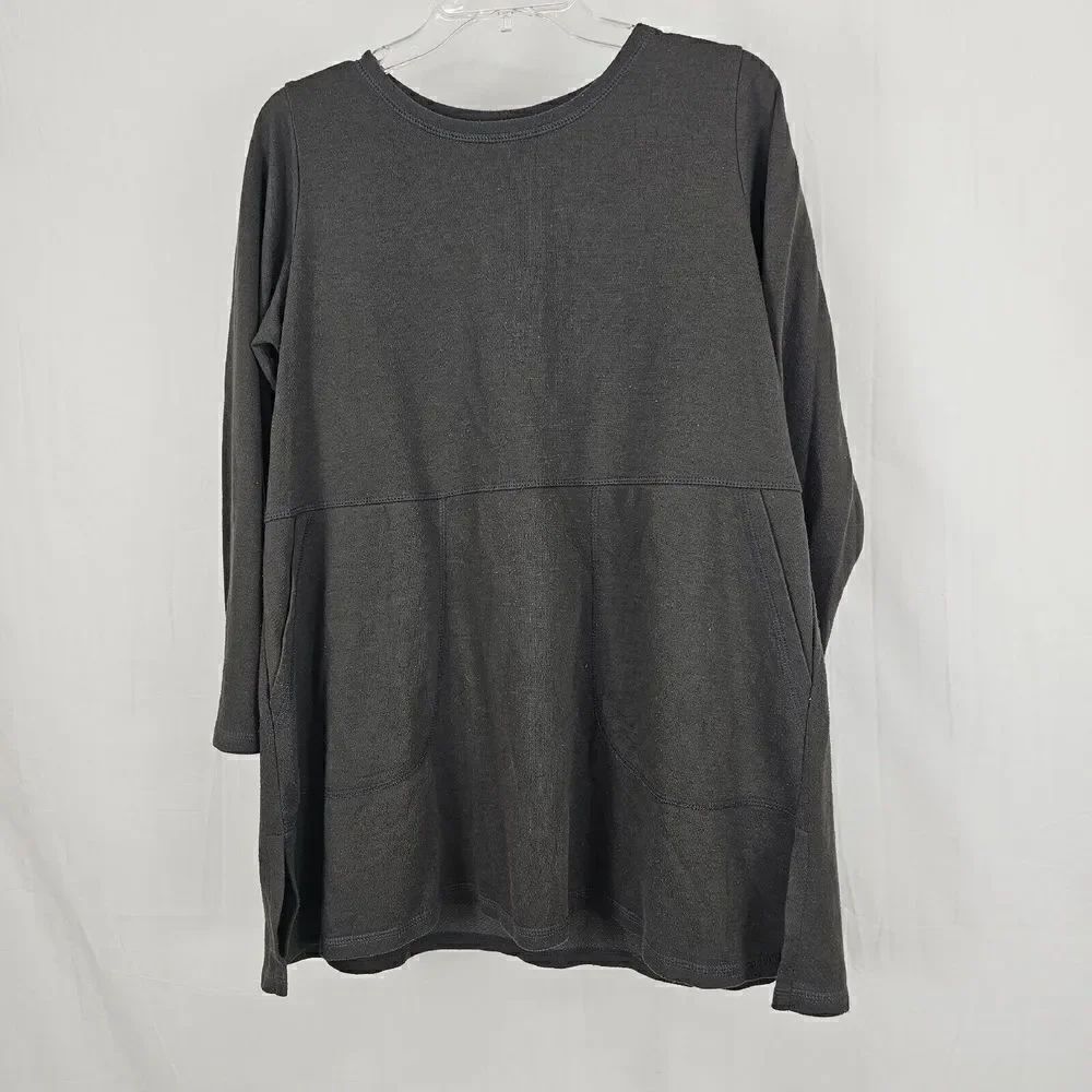 Comfy Usa Tunic Sweatshirt Cinched Drawstring Waist Gray Womens Size Medium